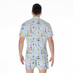 Watercolor Cartoon Cow Pattern Print Men's Rompers