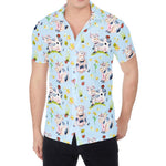 Watercolor Cartoon Cow Pattern Print Men's Shirt
