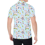 Watercolor Cartoon Cow Pattern Print Men's Shirt