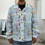 Watercolor Cartoon Cow Pattern Print Men's Shirt Jacket
