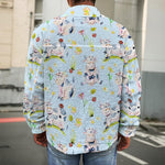 Watercolor Cartoon Cow Pattern Print Men's Shirt Jacket