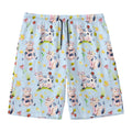 Watercolor Cartoon Cow Pattern Print Men's Swim Trunks