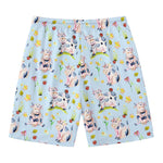 Watercolor Cartoon Cow Pattern Print Men's Swim Trunks