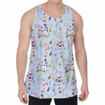 Watercolor Cartoon Cow Pattern Print Men's Velvet Tank Top