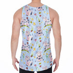 Watercolor Cartoon Cow Pattern Print Men's Velvet Tank Top