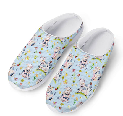 Watercolor Cartoon Cow Pattern Print Mesh Casual Shoes