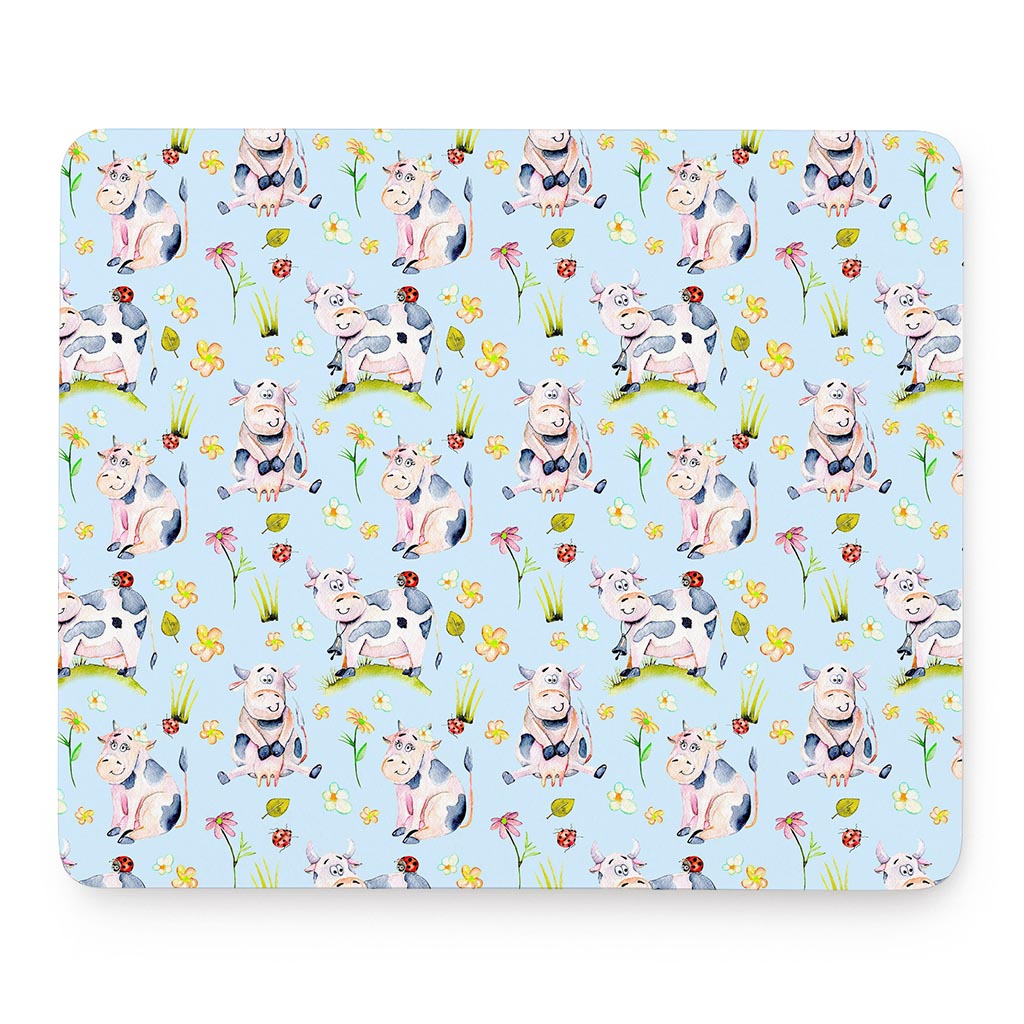 Watercolor Cartoon Cow Pattern Print Mouse Pad