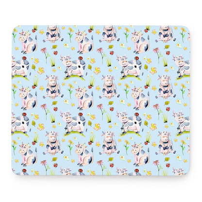 Watercolor Cartoon Cow Pattern Print Mouse Pad
