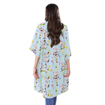 Watercolor Cartoon Cow Pattern Print Open Front Beach Cover Up