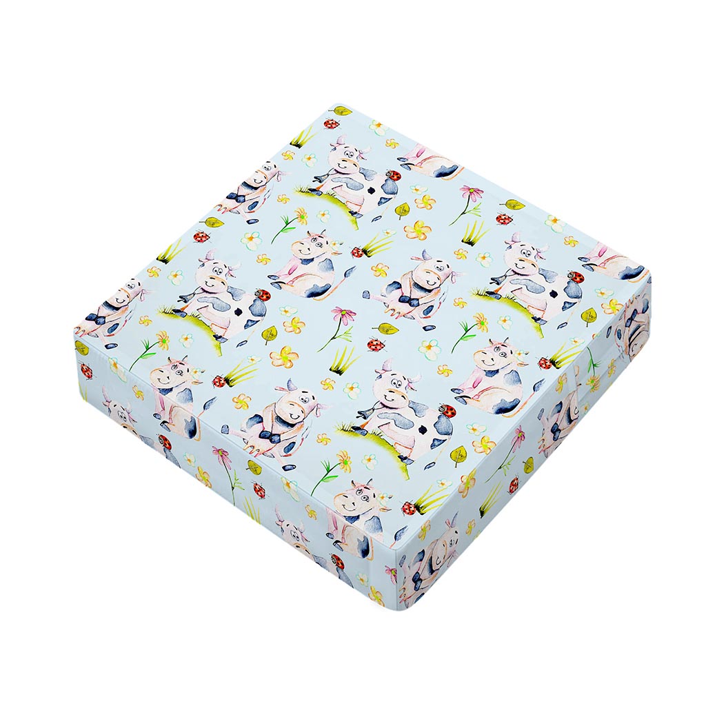 Watercolor Cartoon Cow Pattern Print Outdoor Seat Cushion Cover