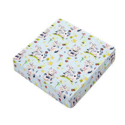 Watercolor Cartoon Cow Pattern Print Outdoor Seat Cushion Cover