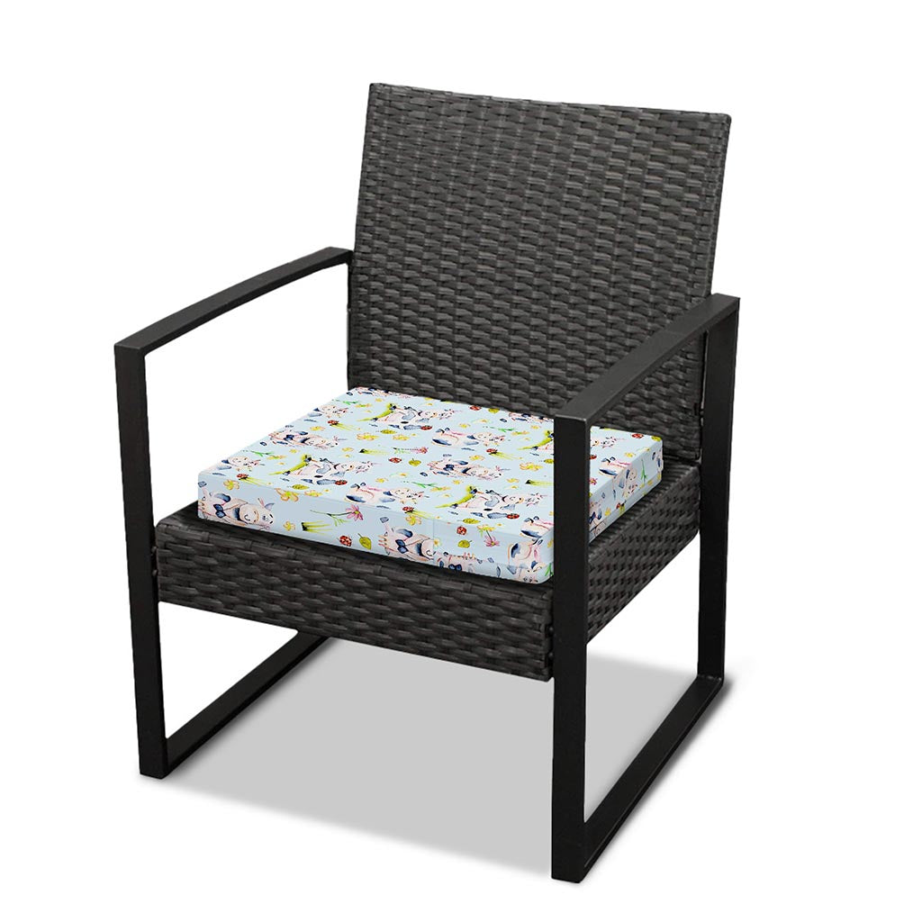 Watercolor Cartoon Cow Pattern Print Outdoor Seat Cushion Cover