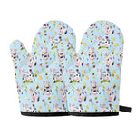 Watercolor Cartoon Cow Pattern Print Oven Mitts