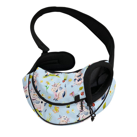 Watercolor Cartoon Cow Pattern Print Pet Sling Carrier