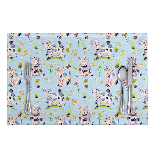 Watercolor Cartoon Cow Pattern Print Placemat