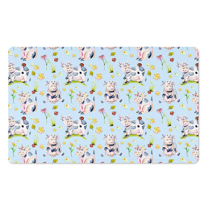 Watercolor Cartoon Cow Pattern Print Polyester Doormat