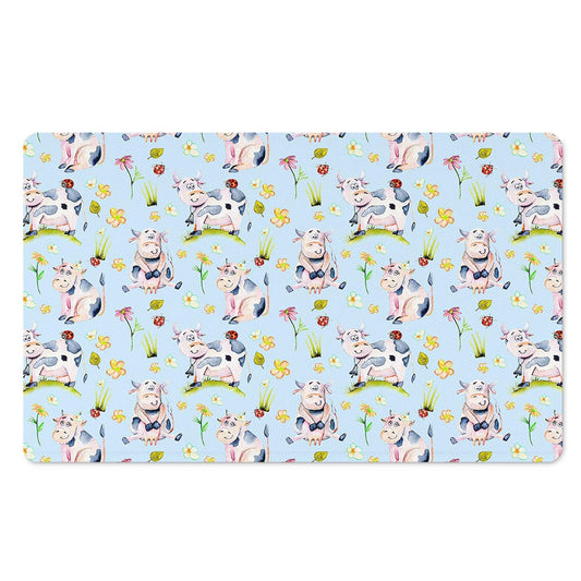 Watercolor Cartoon Cow Pattern Print Polyester Doormat