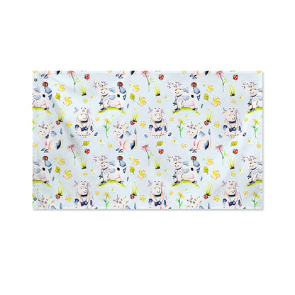 Watercolor Cartoon Cow Pattern Print Polyester Flag