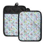 Watercolor Cartoon Cow Pattern Print Pot Holders With Pocket