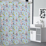 Watercolor Cartoon Cow Pattern Print Premium Shower Curtain