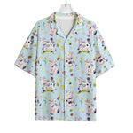 Watercolor Cartoon Cow Pattern Print Rayon Hawaiian Shirt