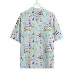 Watercolor Cartoon Cow Pattern Print Rayon Hawaiian Shirt