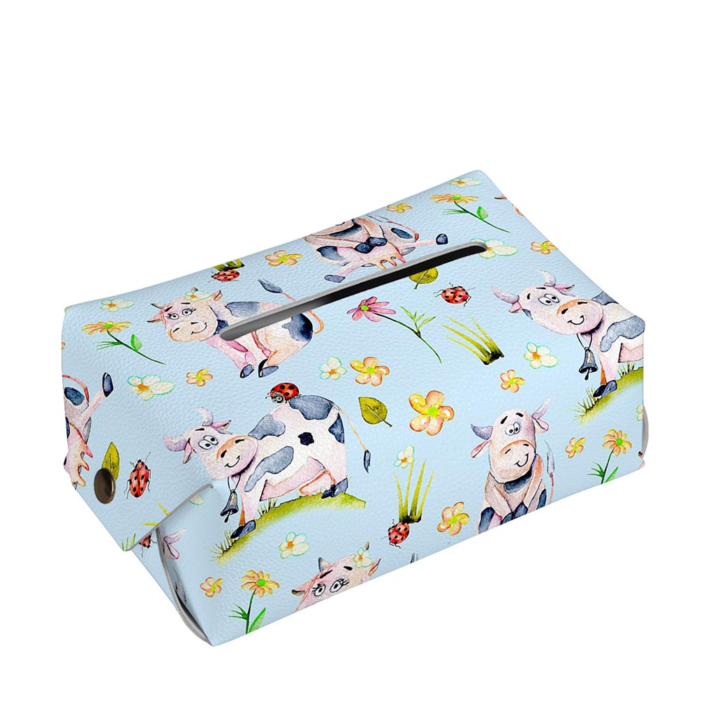 Watercolor Cartoon Cow Pattern Print Rectangle Tissue Box Cover