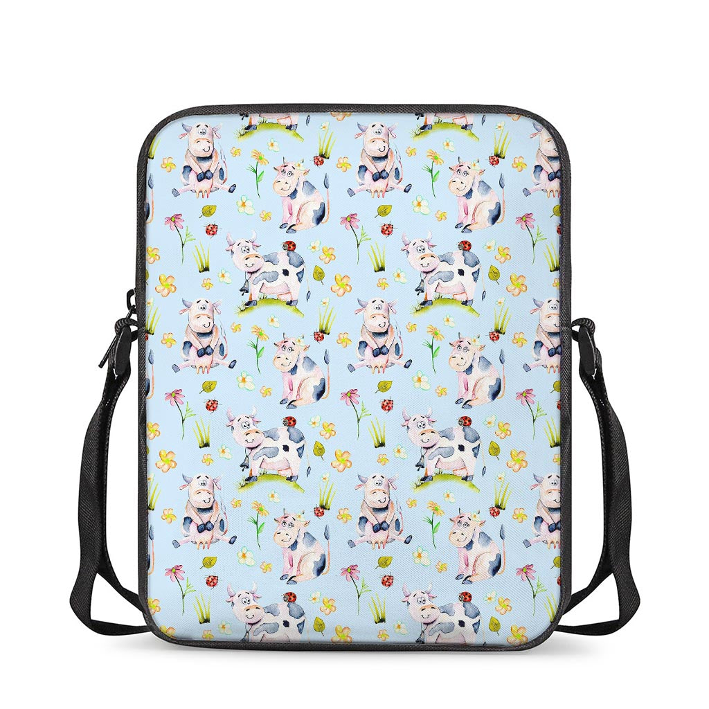 Watercolor Cartoon Cow Pattern Print Rectangular Crossbody Bag