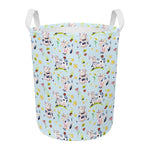 Watercolor Cartoon Cow Pattern Print Round Laundry Basket