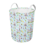 Watercolor Cartoon Cow Pattern Print Round Laundry Basket