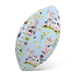 Watercolor Cartoon Cow Pattern Print Rugby Ball