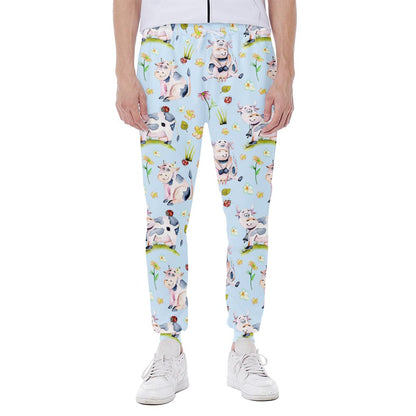 Watercolor Cartoon Cow Pattern Print Scuba Joggers