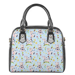 Watercolor Cartoon Cow Pattern Print Shoulder Handbag