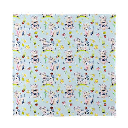 Watercolor Cartoon Cow Pattern Print Silk Bandana