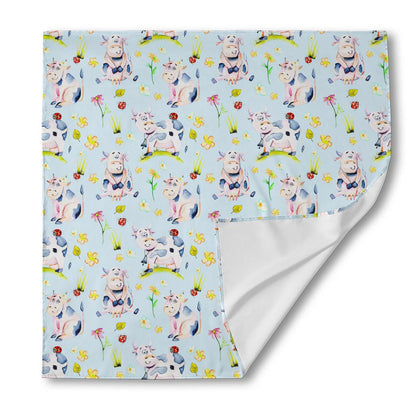 Watercolor Cartoon Cow Pattern Print Silk Bandana