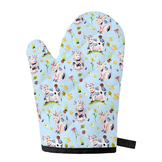 Watercolor Cartoon Cow Pattern Print Single Oven Mitt
