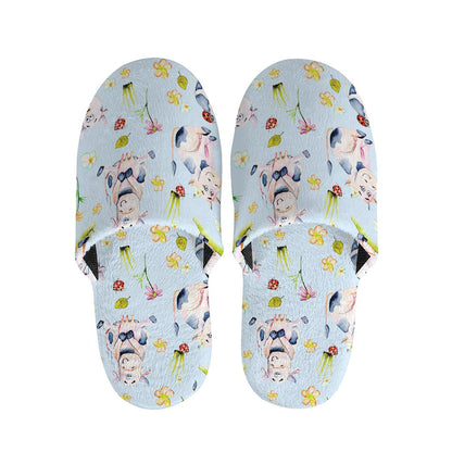 Watercolor Cartoon Cow Pattern Print Slippers