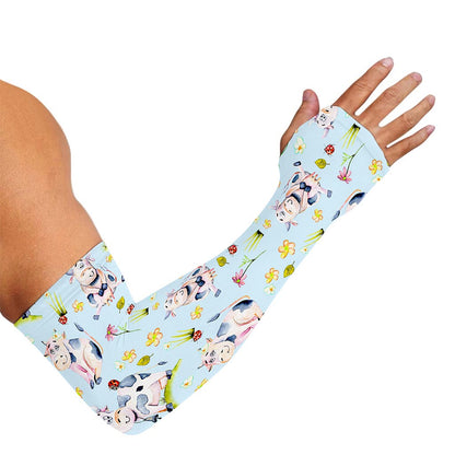 Watercolor Cartoon Cow Pattern Print Sun Protection Arm Sleeves