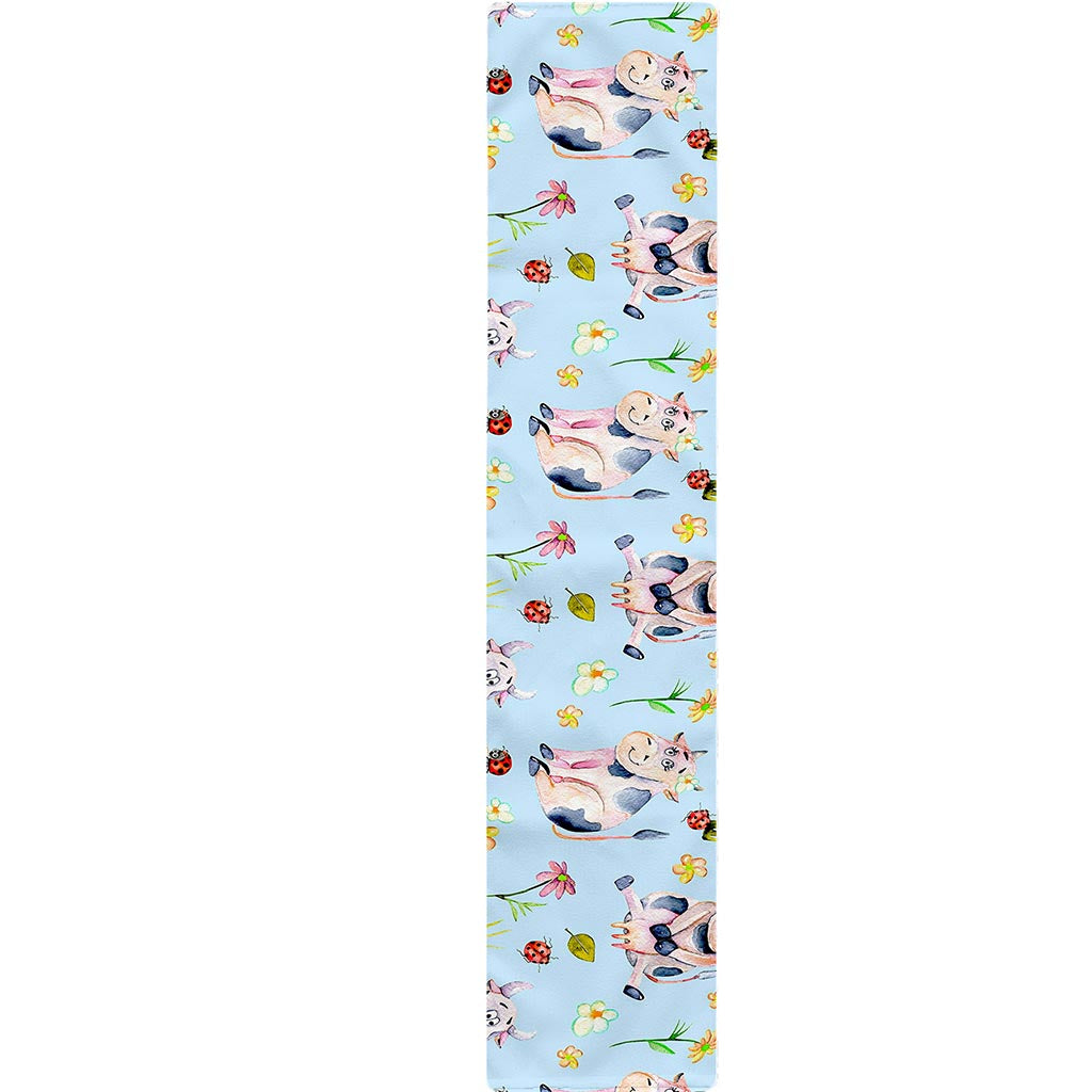Watercolor Cartoon Cow Pattern Print Table Runner