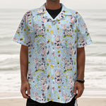 Watercolor Cartoon Cow Pattern Print Textured Short Sleeve Shirt