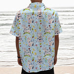 Watercolor Cartoon Cow Pattern Print Textured Short Sleeve Shirt