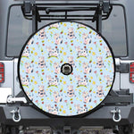 Watercolor Cartoon Cow Pattern Print Tire Cover With Camera Hole