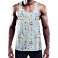 Watercolor Cartoon Cow Pattern Print Men's Workout Tank Top
