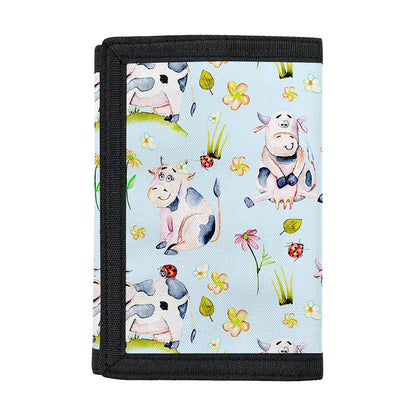 Watercolor Cartoon Cow Pattern Print Trifold Wallet