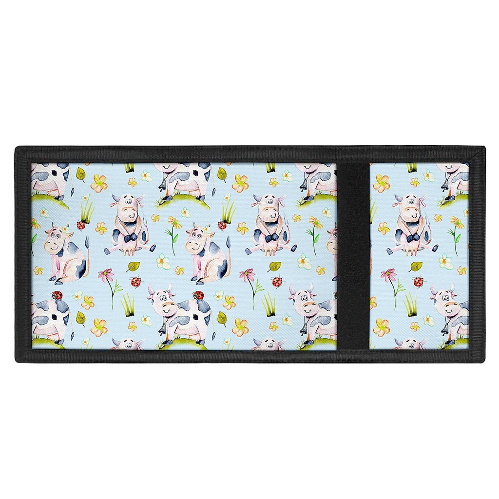 Watercolor Cartoon Cow Pattern Print Trifold Wallet