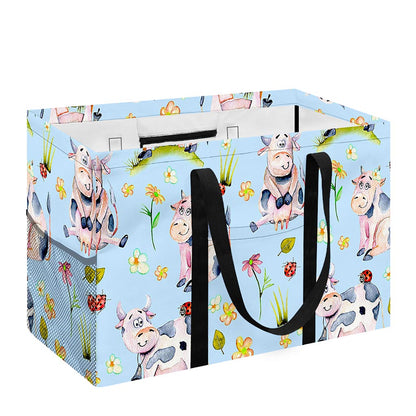 Watercolor Cartoon Cow Pattern Print Utility Tote Bag
