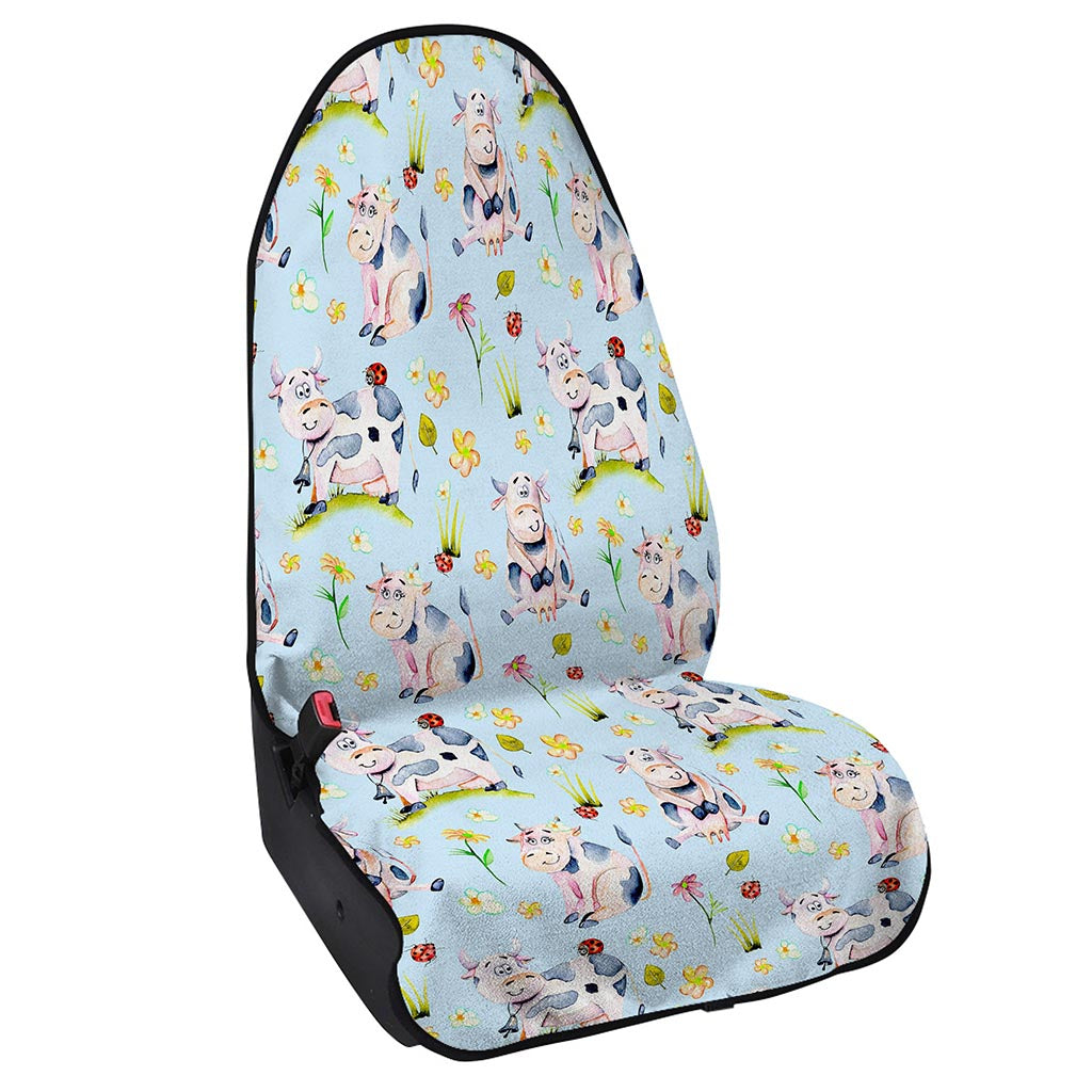 Watercolor Cartoon Cow Pattern Print Waterproof Car Seat Cover