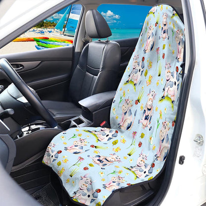 Watercolor Cartoon Cow Pattern Print Waterproof Car Seat Cover