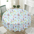 Watercolor Cartoon Cow Pattern Print Waterproof Round Tablecloth