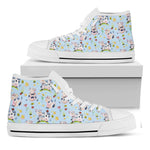 Watercolor Cartoon Cow Pattern Print White High Top Sneakers